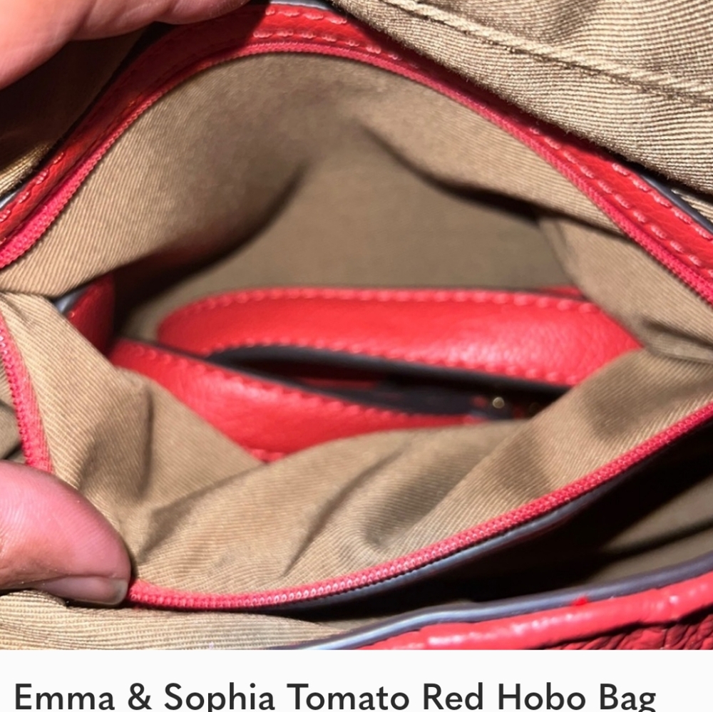 Emma & Sophia Tomato Red Hobo Bag Has Calll.out On Seam See Phothos - Picture 2 of 6